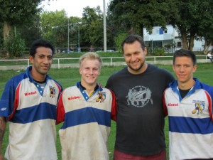 Sani Lulu, Kevin Riege, Trainer Jan Ceselka und Tim Menzel